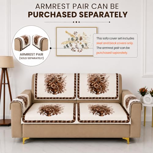Image of Homerz Premium 'Luxe Series' Holland Velvet Sofa Cover | Smooth Finish | Anti-Skid Fleece Backing | Soft Touch Couch Protector for Living Room (Rust, 2 Seater, Seat Cover with Backrest)