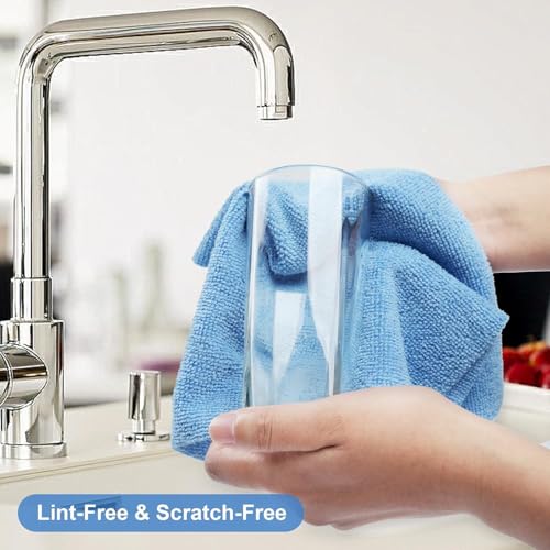 Image of Microfiber Cleaning Cloth Roll 20 Pack - Micro Fibre Cleaning Cloth Roll 25x25cm, Away Cleaning Towels - Reusable and Washable Cloths for Car, House, Garage or Kitchen,( 25 inchx 25 inchCM) (Sky Blue)