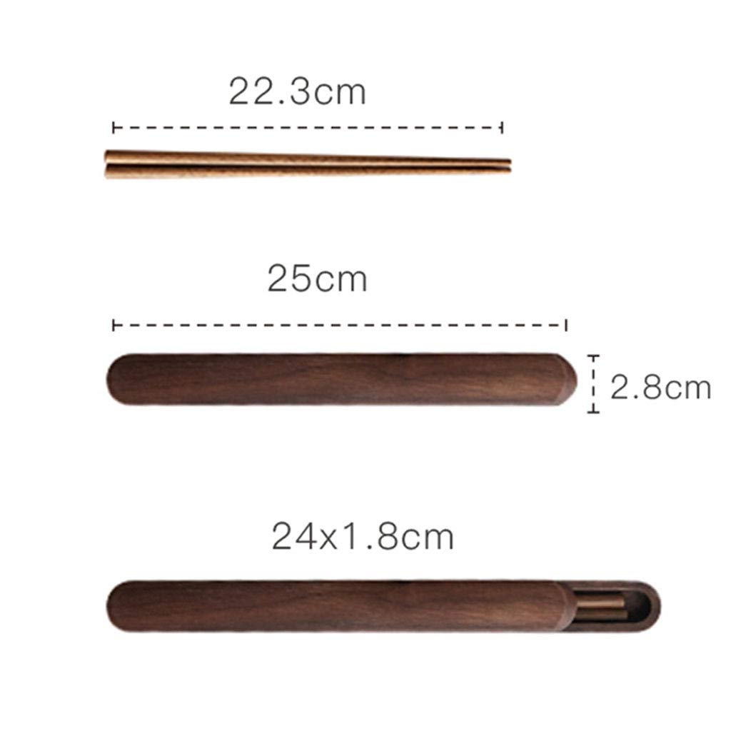 Wiederverwendbares japanisches Essstäbchen-Set aus Holz, Reise-Essstäbchen mit Etui, wiederverwendbares chinesisches koreanisches tragbares Essstäbchen-Utensil, spülmaschinenfest, Sushi-Essstäbchen