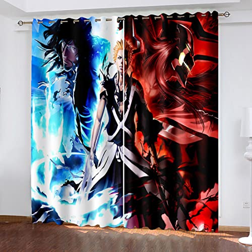 HOUKAI Cortinas Salon Modernas 2 Piezas Estampadas 3D Anime