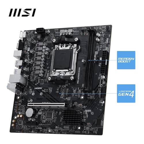 Image of MSI PRO A620AM-B EVO Motherboard, Micro-ATX - Supports AMD Ryzen 9000 /8000 / 7000 Processors, AM5 - DDR5 Memory Boost (6800+ MT /s OC), 1 x PCIe 4.0 x16, 1 x M.2 Gen4
