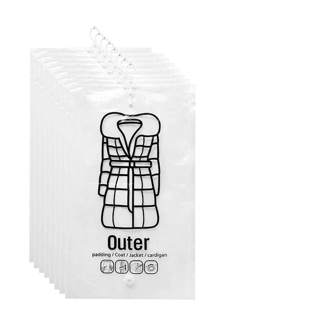 Hanging Vacuum Sealing Storage Bags Space Saving Organizer With Hanger Home Wardrobes Closet for Storing Clothes(67x110cm 8PCS)