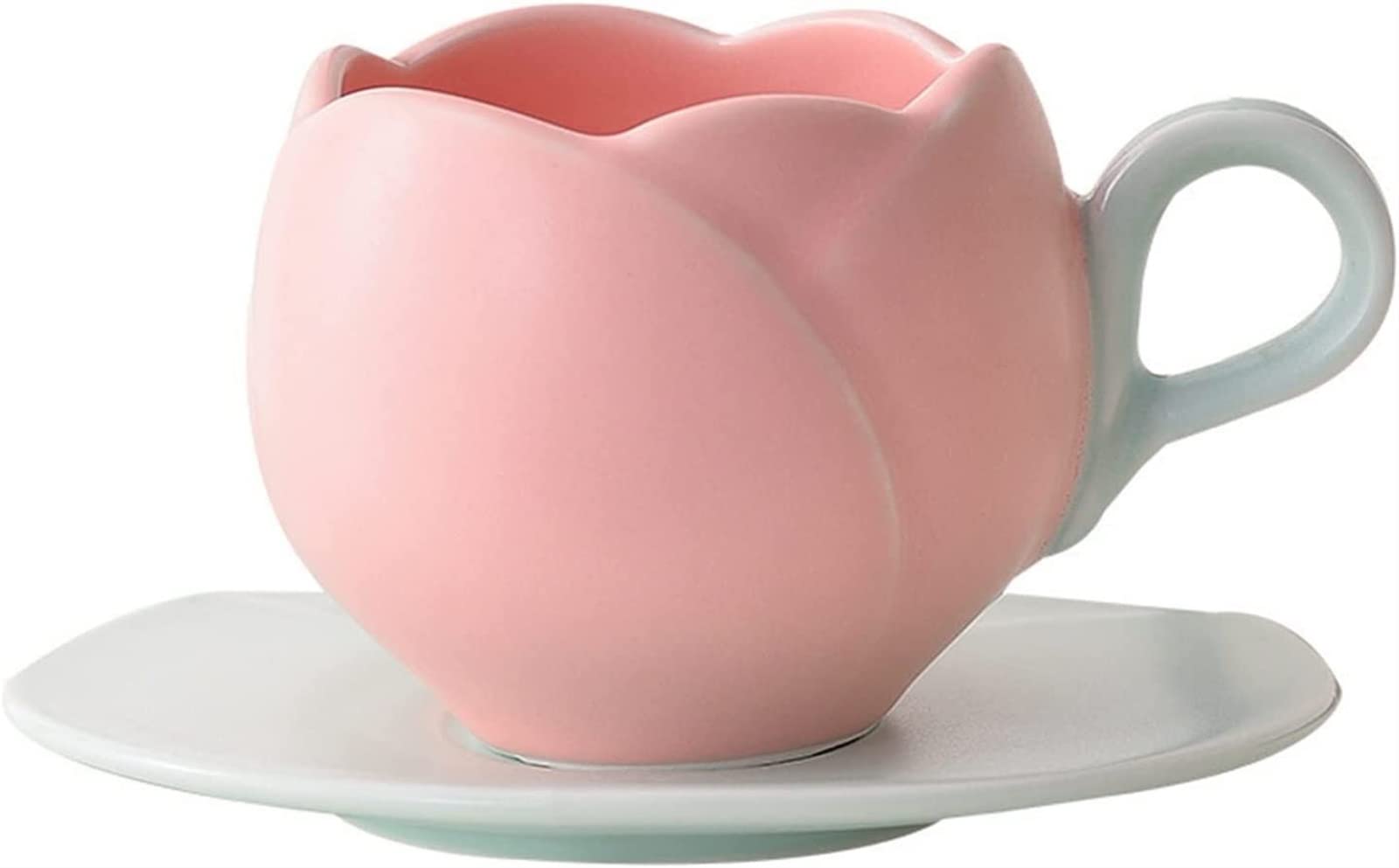 YNIYUJKL Coffee Cups Ceramic Creative Tulip Shaped Ceramic Cup Round Ear Handle Coffee Cup Water Cup Couple'S Cup And Saucer Set Housewarming Coffee Cup