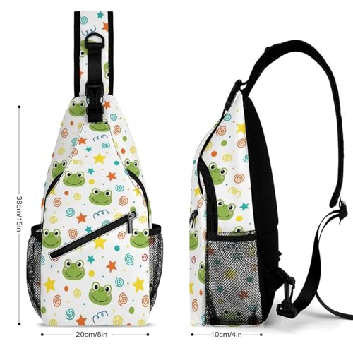Fashion Dress Decor Sling Backpack Shoulder Bag, Day Pack, Chest Shoulder Bag For Travel Shopping Cute Frogs2