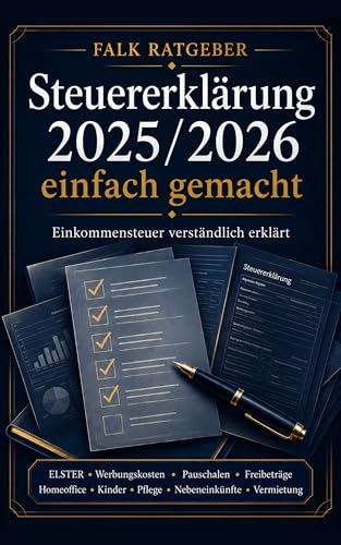 Steuererklärung 2025/2026 einfach gemacht: Einkommensteuer verständlich erklärt – ELSTER, Werbungskosten, Pauschalen, Freibeträge, Homeoffice, Kinder, ... Nebeneinkünfte & Vermietung (FALK Ratgeber)