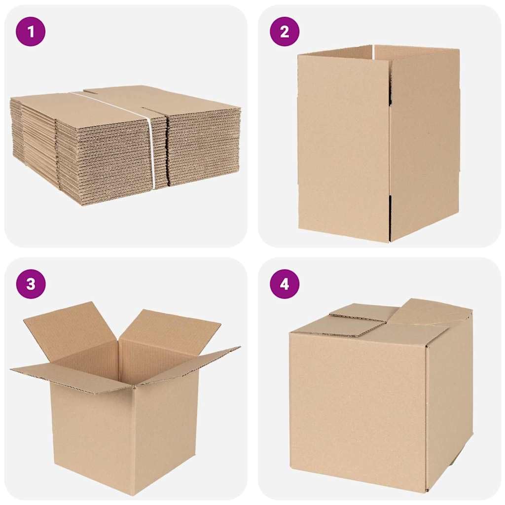 Faltbox Natur Karton 20 x 20 x 20 cm 50 Stück Aufbewahrung Box Organizer Kiste platzsparend faltbar stapelbar für Ordnungssystem in Schlafzimmer Küche Bad