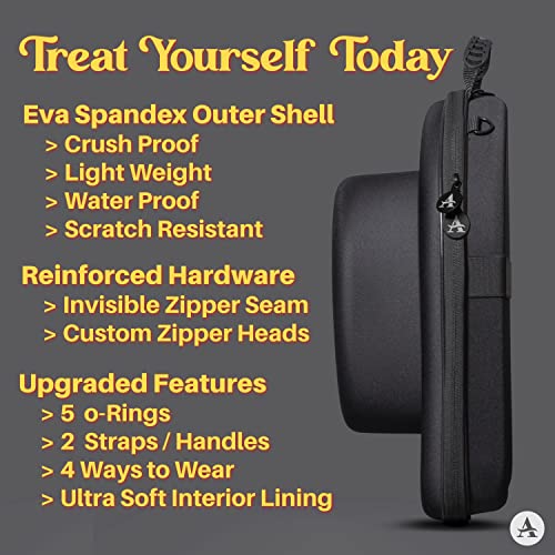 Atzi Hats Hat Case For Travel Hat Box Hat Storage Fedora Hat Box Suitcase Hat Organizer Hat Travel Hat Bag Panama Hats Mens Womens Traveler Hat Carrier Case Crush-Proof Luggage Up To 3" Brim – Black #TOP1