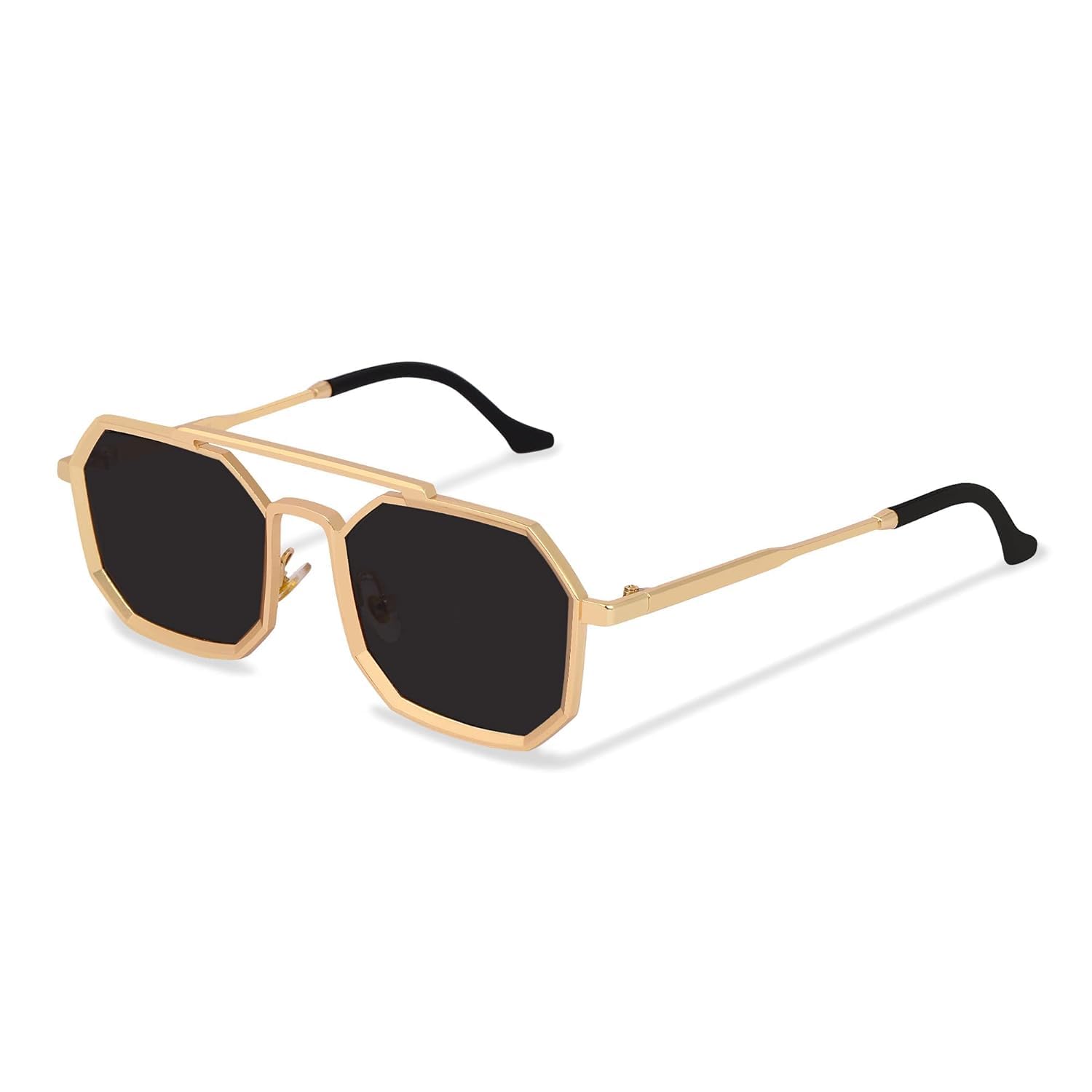 nisex Vintage Full Rim Hexagonal Branded Latest and Stylish Copper Body Sunglasses-image-11