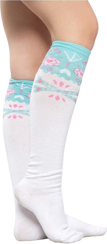 SourpussWhite Socks with Light Blue and Pink Sugar Skull from Sourpuss Clothing