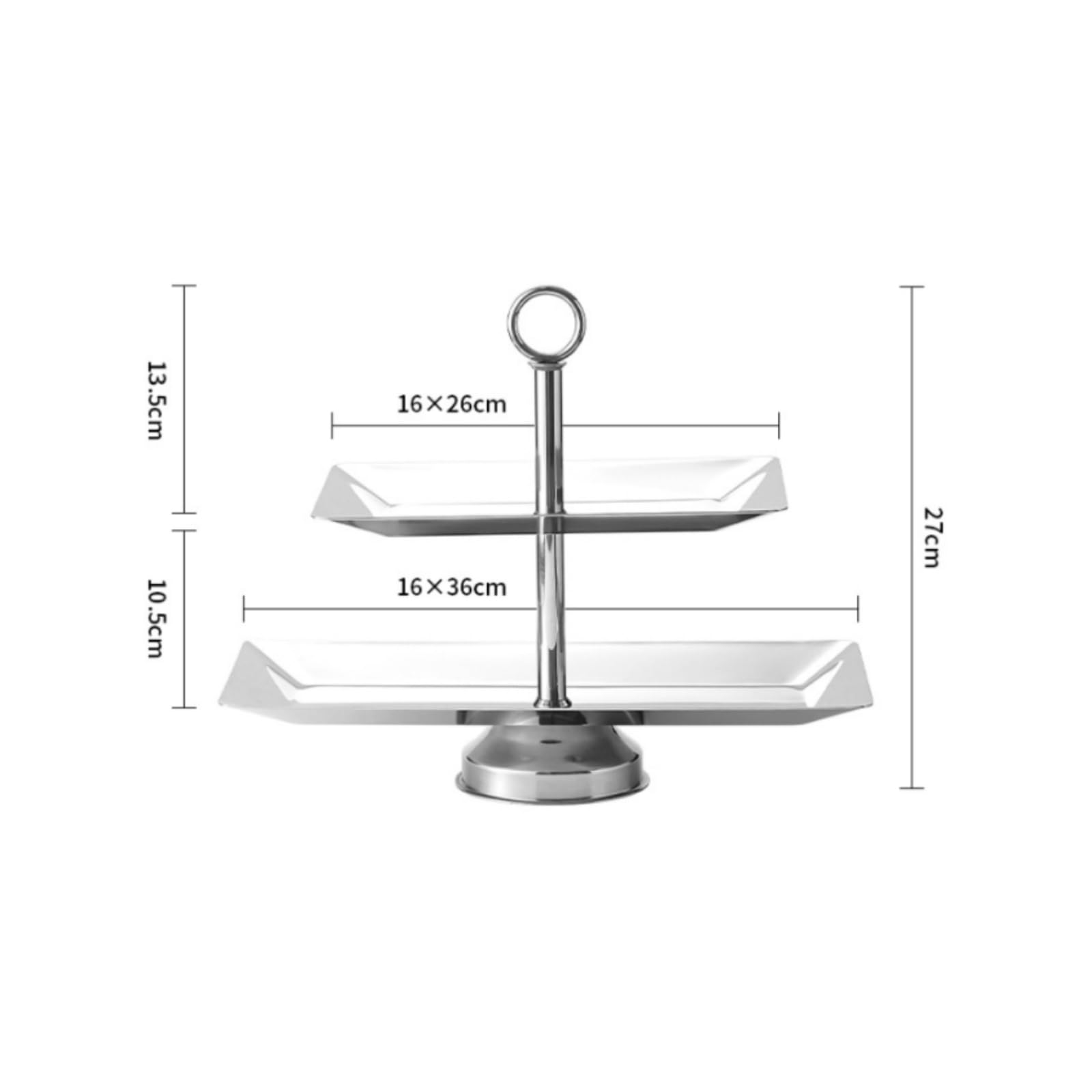 Banja Dos Pisos Plateado Dos Niveles Elegante Vajilla para Reposteros, Bufés , style to 2