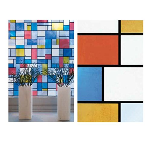 Bunte Fensterfolie Mondriaan Adhesive - Klebefilm Bleiglas Look 0,45 m x 2...