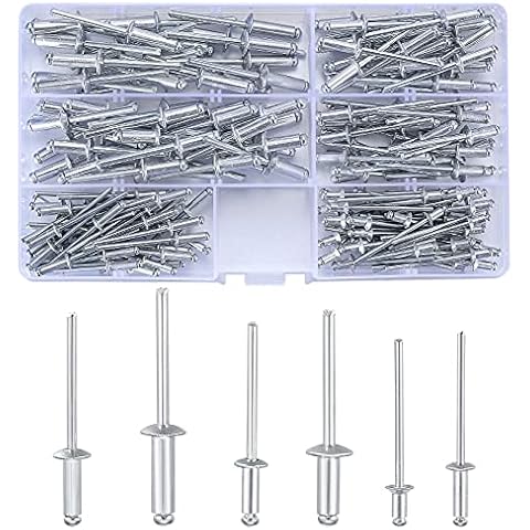 180 Pcs Blind Rivets Assortment Kit, Aluminum Pop Rivets, Flange Blind Rivets for Fixing Component Industrial Construction Fasteners Furniture Cover