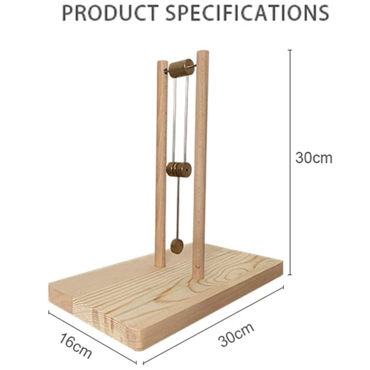 Ozdoba na biurko z podwójnym wahadłem chaosu, drewniany model energii | Podstawa 30x16 cm, zabawka na biurko z wahadłem rzeźbiarskim, fizyczny model demonstracyjny do domu biurowego