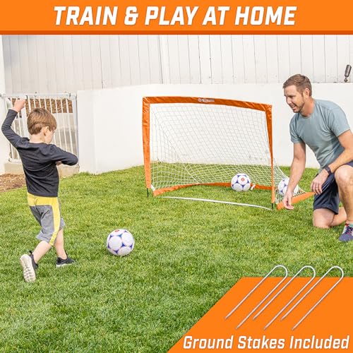 Image of GoSports Portable Soccer Goals for Kids - 13 Color Options - Choose 4 x 3 ft or 6 x 4 ft - Team Tone Pop Up Nets for Backyard
