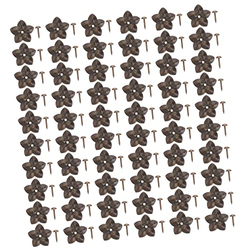 MUCKLILY 60pcs Upholstery Studs for Furniture Blossom Iron Nail Strips Creative Sofa Decor Vintage Style Nails