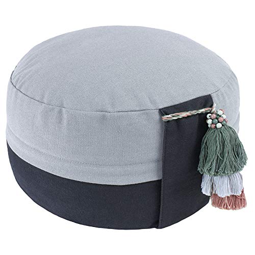 Lotus Design Meditationskissen Yogakissen Bio, Classic Yin-Yang, 15 cm hoch, Bezug 100% Bio-Baumwolle waschbar, Yoga-Sitzkissen mit Bio-Buchweizenschalen, sozial und fair hergestellt