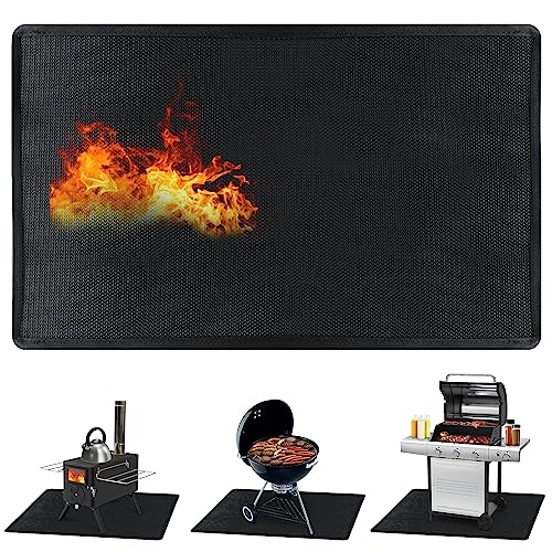 JOLIGAEA Alfombrilla para Barbacoa 101 x 152 cm, Tapete para Barbacoa Ignifuga, Resistente al Fuego | Protege el Suelo del Jardín o Terraza | Evita Las Manchas de Grasa y Restos de Alimento