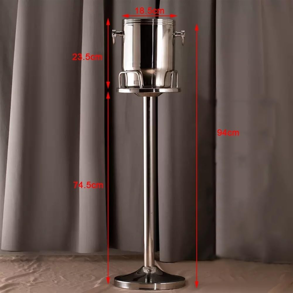 Secchiello per il ghiaccio in acciaio inox con supporto, secchiello termico per vino, champagne, birra, feste, matrimoni, barbecue