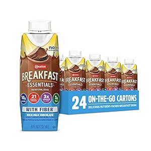 Carnation Breakfast Essentials Ready to Drink with Fiber, Rich Milk Chocolate, 8 FL OZ Carton (Pack of 24) (Packaging May Vary)