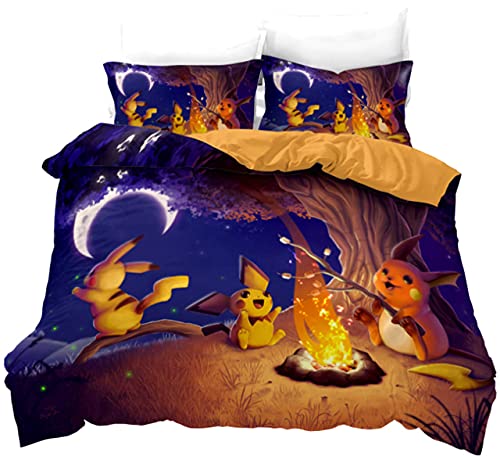 Cartoon Game Kids Bedding Super Soft 1 Duvet Cover and 2 Pillowcases Bedroom Set,3-Piece Bedding Funny US Twin 173cmÃ—218cm
