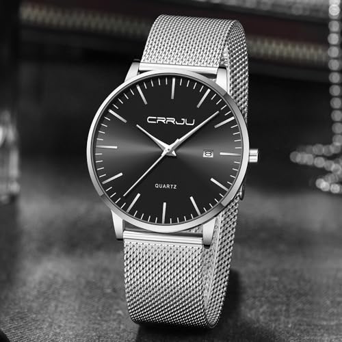 CRRJU Men's Minimalist Casual Luxury Auto Date Watches Fashion Business Japan Movement Quartz Waterproof Wristwatches for Men Stainsteel Steel Band Watch2