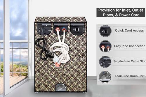 Image of Stylista Top Load Fully Automatic Washing Machine Cover Compatible for IFB 8 kg, 8.5 kg, 9 kg & 9.5 kg, Luxury Pattern Yellow