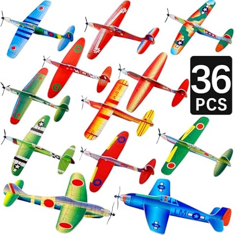 CACASO 36 Pack Foam Airplane Toys,Glider Planes for Kids,Planes Toys for Boys & Girls,Birthday Party Favors Plane,Outdoor Flying Toys,Mini Airplanes Classroom Prize Exchange Gift,Carnival Prize Cover