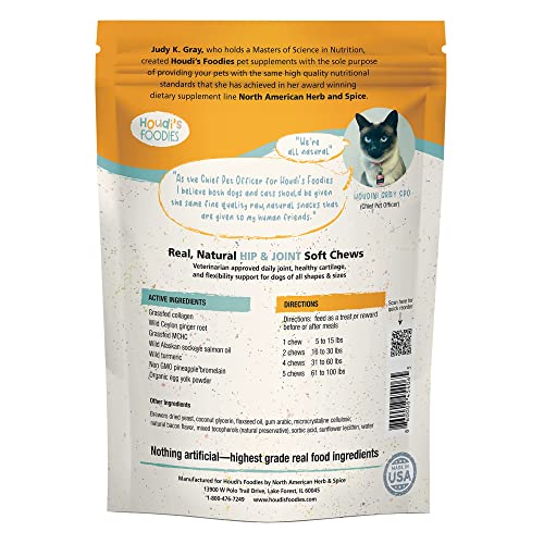 Image of Houdi's Foodies Hip & Joint by North American Herb & Spice - Easy-to-Chew, Veterinarian-Approved SmartSupps for Dogs - Grain Free, Gluten Free & Non-GMO