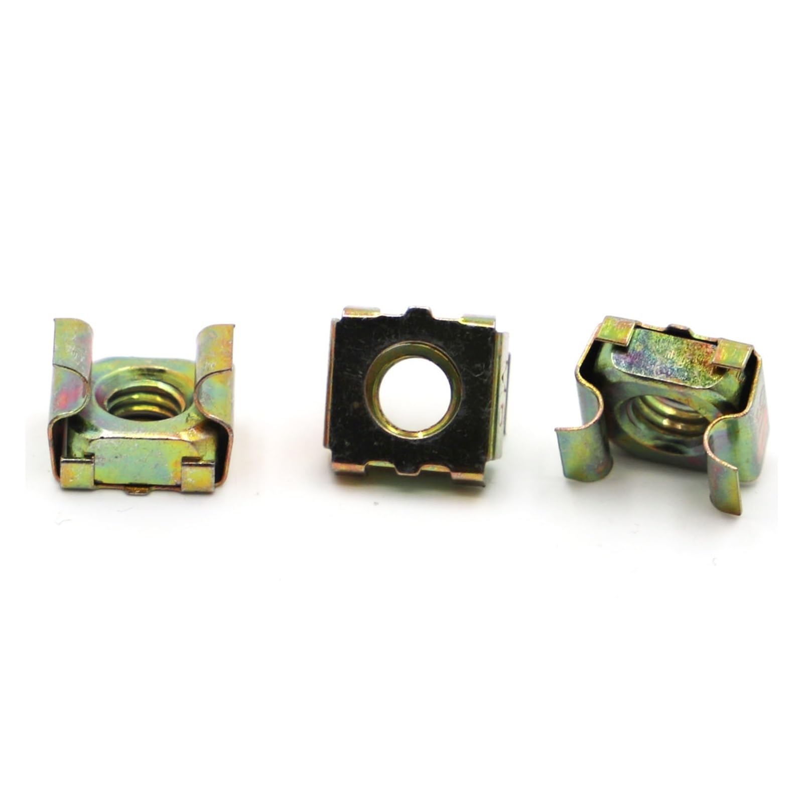 Dadi in gabbia, telaio aperto, 100 pezzi M4 M5 M6 M8 M10 M12 Dadi galleggianti Quartet zincati colorati Cassetta Dado elastico for scheda Dado a gabbia Dado a scatto quadrato(M6)