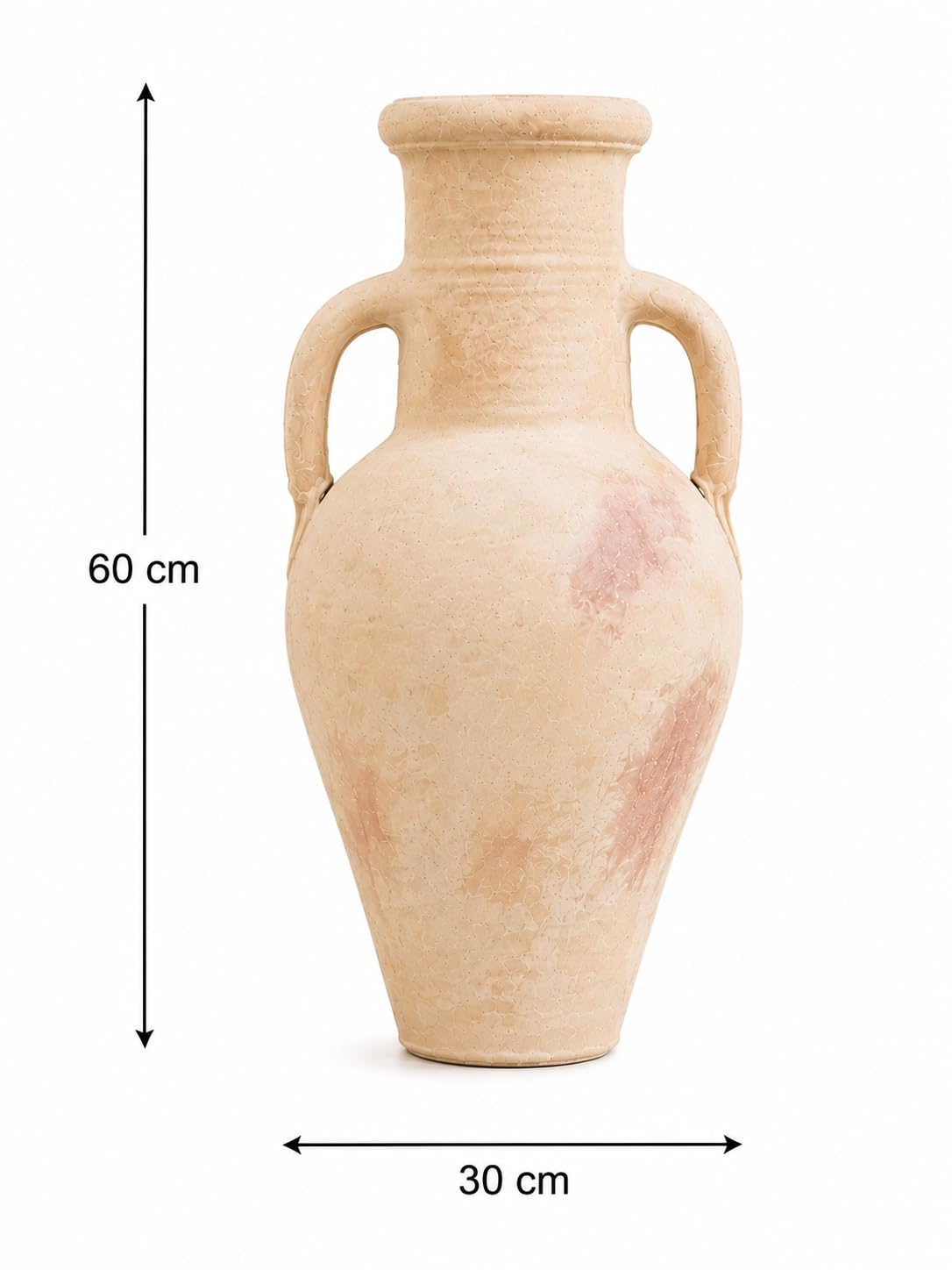 Amphore Terracotta XXL 60 cm Handgefertigt Unikat aus Tunesien – Bauchige Mediterrane Vase für Garten, Terrasse und Wohnraum