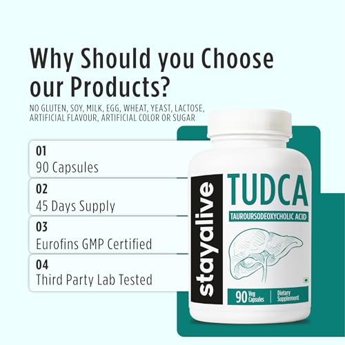 Image of STAY ALIVE Tudca Supplement 500mg, 90 Capsules for Liver Support, Non-GMO & Gluten Free Tauroursodeoxycholic Acid Capsules for Men and Women