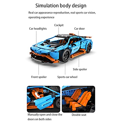 OSoMax CADA C61050 Technik 1:12 Sportwagen Bauset, Rennauto Kompatibel mit Lego Technic - 1120 Teilen – Bild 3