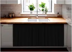 Cortina De Pia para Cozinha Dispensa Balcão Pias em geral Blackout Impermeavel 138x80 cm cor Preto material resistente antmofo 100% PVC