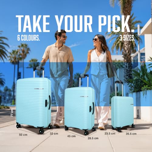 Image of American Tourister Liftoff+|Large Size Check-in Spinner Trolley Bag (79 cm) for Travel|360 8 Wheel Travel Luggage|Hard Case Polypropylene (PP) Suitcase|Mounted TSA Lock|Spa Blue