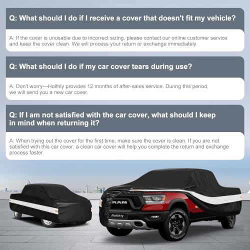 Image of 10 Layers Truck Cover Waterproof All Weather Custom Fit Dodge Ram 1500(2009-2026) Crew /Quad Cab Short Bed, Outdoor Full Exterior Pickup Car Cover Sun Rain Snow Ice Protection. Black
