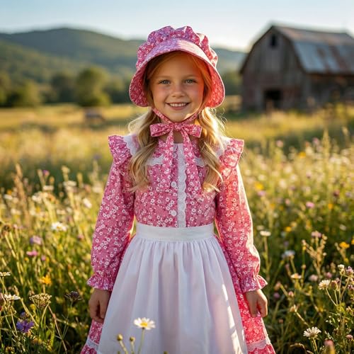Disfraz colonial floral para niñas 10-12 años miniatura 4