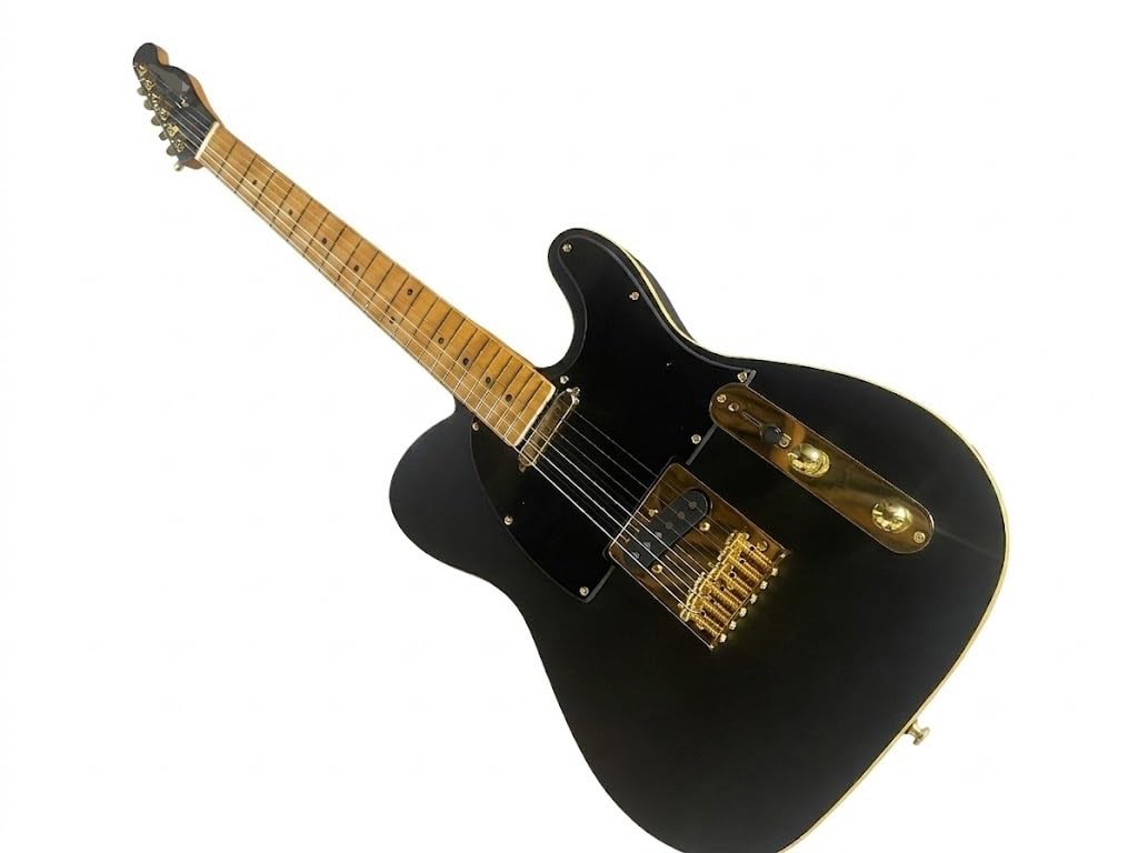 Chitarra elettrica Solid Body, nero opaco con hardware e rilegatura dorati, pickup single coil, full size 39" for palco studio (Guitarra Electrica)