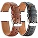 Galaxy Watch Active 2 Bands 2 Pack, Compatible with Samsung Galaxy Active 2 Watch Band, for Galaxy Watch Active 2 40mm/active 2 44mm/active, 20mm Leather Men Women Bands(Black+Brown)