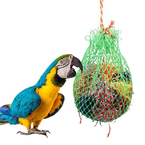 Jinkoozz Large Bird Shredder Ball Toy, Hanging Parrot Foraging Shredding Toy, Bird Cage Accessories, Suitable for Birds Parrots Parakeets Cockatiels Love Birds - 10 Inches in Diameter