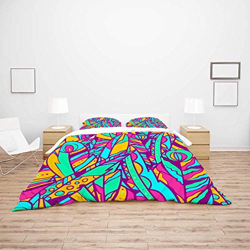 Parure de lit 100 % polyester de qualité supérieure au motif de feuilles colorées