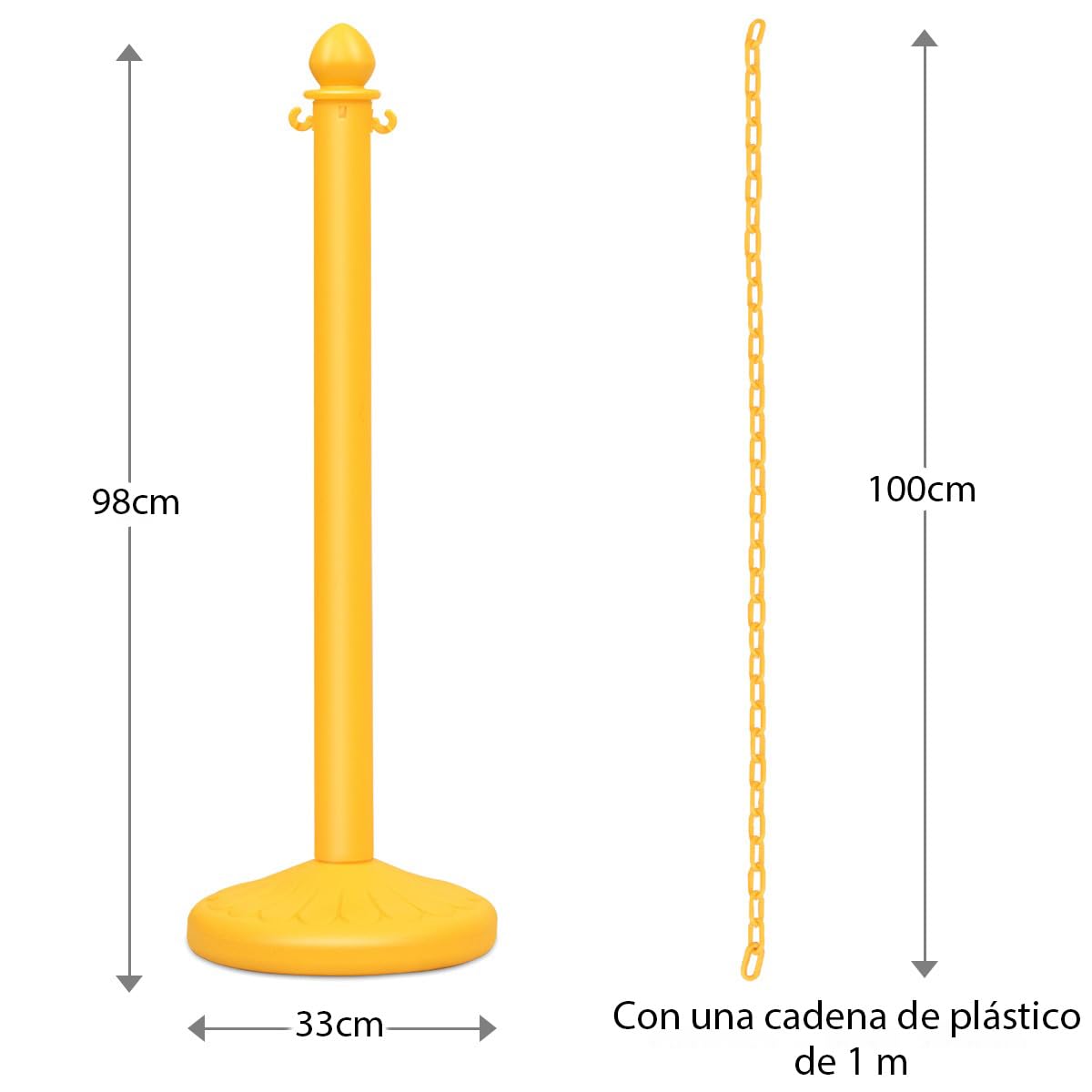 COSTWAY Juego de 6 Poste Separador con 5 Cinta Extensible, Sistema de Guía de Personas, Barrera de Plástico Amarillo