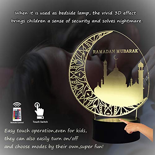 Bri-Moryea Ramadan Mubarak Led Lamp Islam Blessing Best Wishes Greetings 3D Optical Illusion Night Light Colorful Sleeping Lamp Home Decor Friend Birthday Christmas Lampara (Ramadan Mubarak) #TOP4