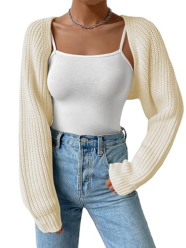 Image of Verdusa Women's Y2k Cropped Cardigan Sweaters Lightweight Knit Open Front Bolero Shrugs Spring Fall Outfits