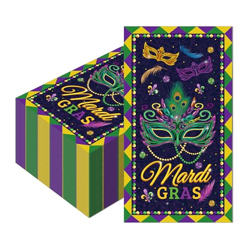 40PCS Mardi Gras Paper Napkin Mardi Gras Masquerade Mask Party Napkins New Orleans Mask Theme Paper Napkins Carnival Masquerade Party Disposable Paper Napkin for Mardi Gras New Orleans Party Decor