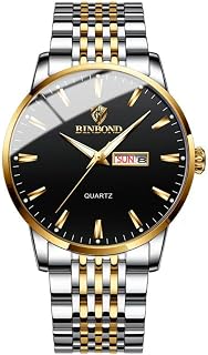 Luxury Mens Watch Push Button Hidden Clasp Waterproof Stainless Steel Watch Men Date-Week Business Quartz Wristwatch Gifts Watch