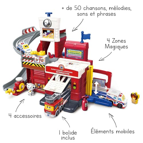 VTech Tut Tut Bolides Série Pro Super Caserne de Pompiers Interactive avec Camion Suzie Alerte Incendie Circuit Voitures 4 Zones Magiques Cadeau Enfant de à Contenu en Français - vue 2