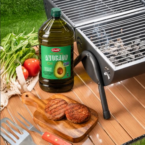 Image of Galil 100% Pure Avocado Oil - High Smoke Point 500F Non-GMO, Vegan, Halal Certified - Perfect for Cooking, Baking, Sauteing, Dressings & Marinades, Rich in Healthy Fats - 2 Liter Bottle