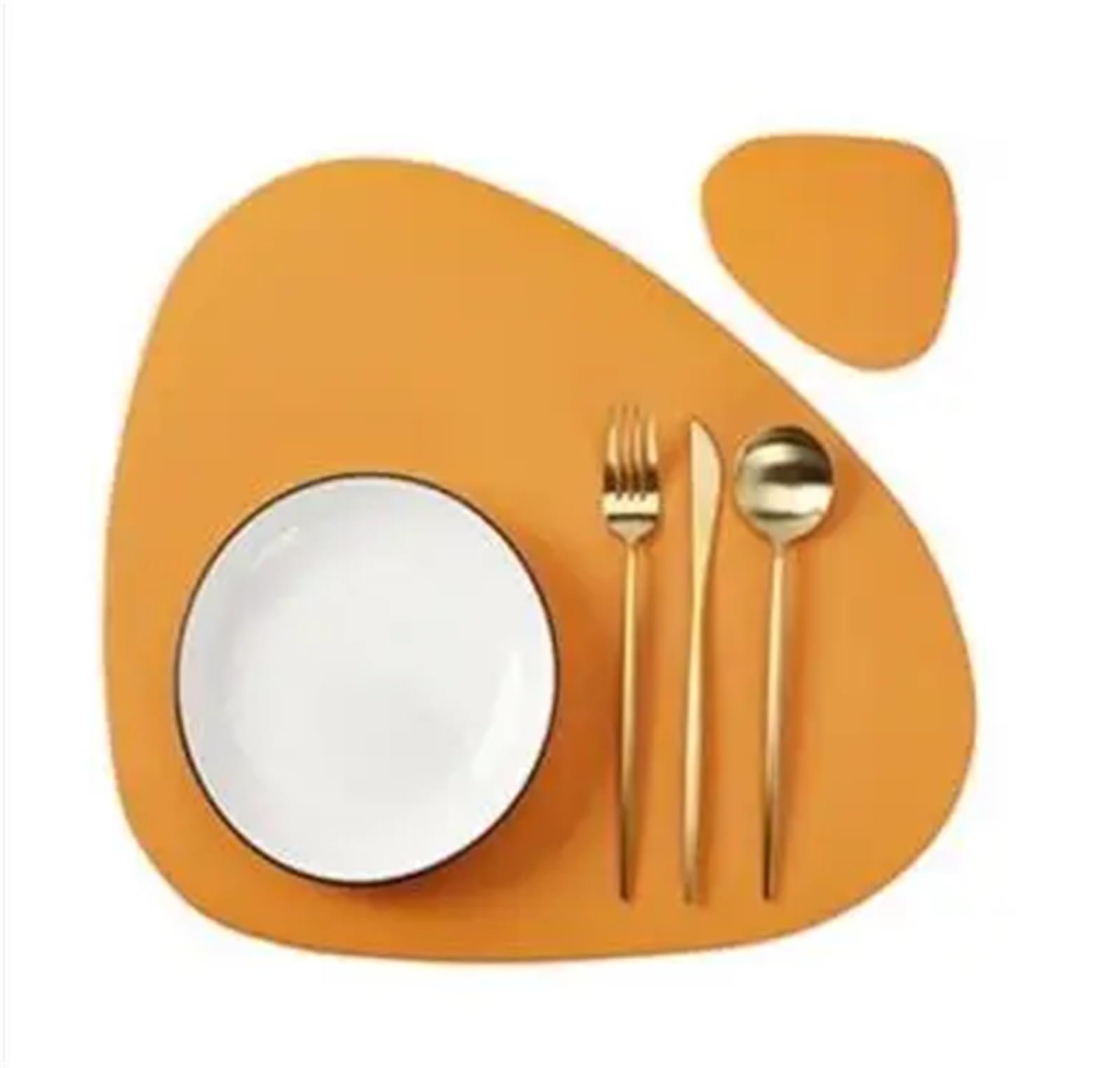 Black Table Placemats and Coasters Oval Shaped Table Mats Pad Kitchen Accessories Place mat for Indoor & Outdoor(CD Orange Yellow,4sets)