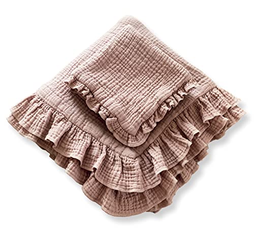 Image of Leyl&Ari Toddler Blanket | 100% Organic Cotton Baby Girl Blanket (Dusty Rose)
