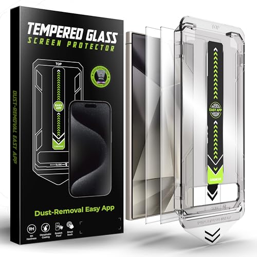 Premium Tempered Glass Screen Protector for Galaxy S24 Ultra 9H Hardness HD Clear Scratch Resistant Oleophobic Coating 2-Pack with Easy Installation Tool